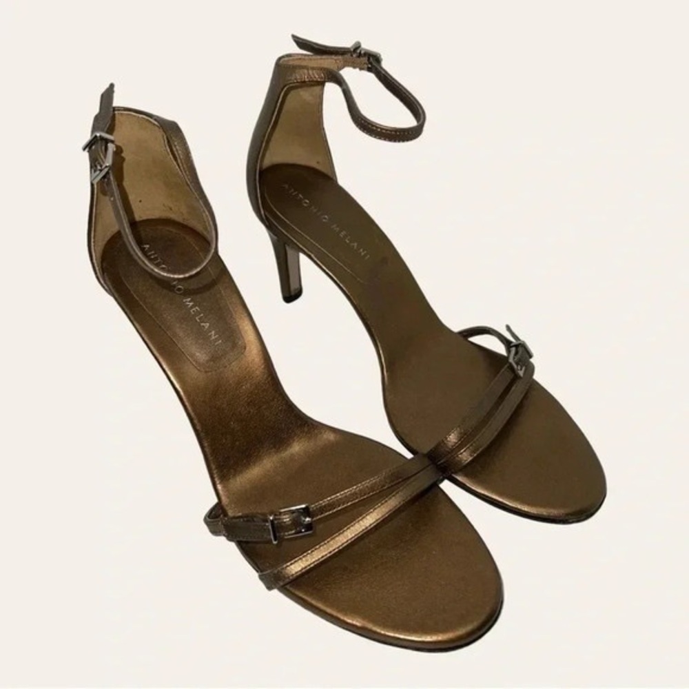 ANTONIO MELANI Bronze Ankle Strap Heels